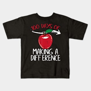 Days Of Difference Apple 100th Day School Teacher Kids T-Shirt